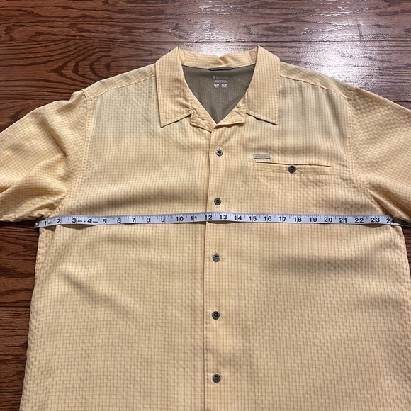 COLUMBIA SPORTWEAR men’s eco friendly cotton button down shirt yellow plaid L - Picture 9 of 14